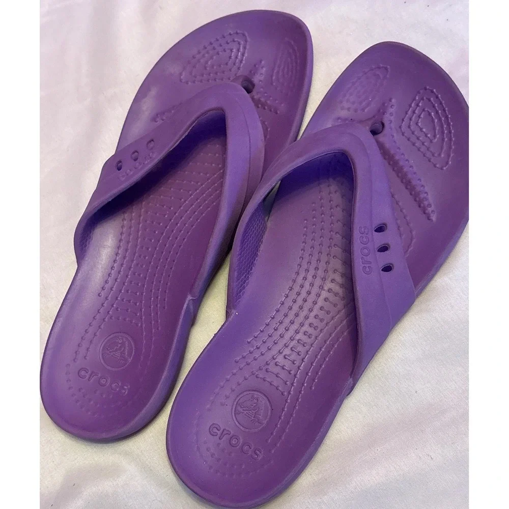 Crocs Women's Purple Flip Flop Sandals, Size 8